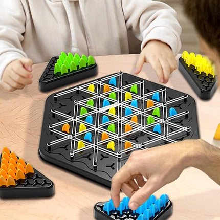 Board Games for Kids and Family, Rubber Band Triangle Strategy Game, 2 Player Game and Educational Logic Puzzle