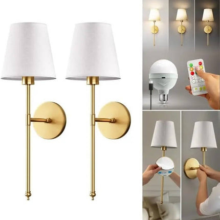Battery Operated Wall Sconces Set of 2, Rechargeable Wall Sconce with Remote Control, Modern Wall Sconce for Bedroom