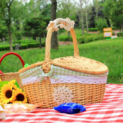 Picnic Basket with Cotton Liner, Oval Woven Basket for Storage – image 5