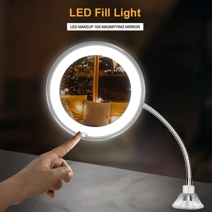 Vanity Mirror with Lights 10X, Lighted Makeup Mirror with Suction Cup