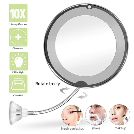 Vanity Mirror with Lights 10X, Lighted Makeup Mirror with Suction Cup, Flexible Gooseneck Magnifying – image 4