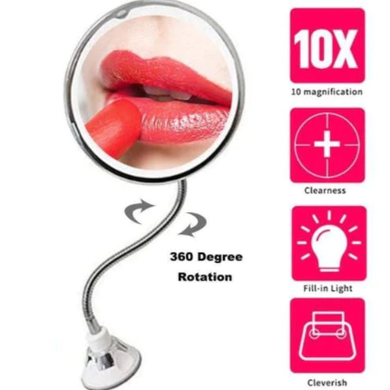 Vanity Mirror with Lights 10X, Flexible Gooseneck Magnifying Mirror with Light – image 6