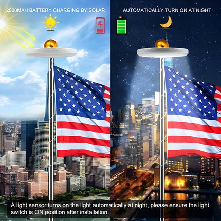 Flagpole Solar Light, Flag Pole Light and Dusk to Dawn Downlight for Toppers – image 7