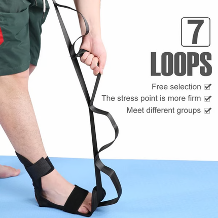 Yoga Stretching Strap Rehabilitation Training Belt, 7 loop cotton stretch band for pilates, ballet, yoga