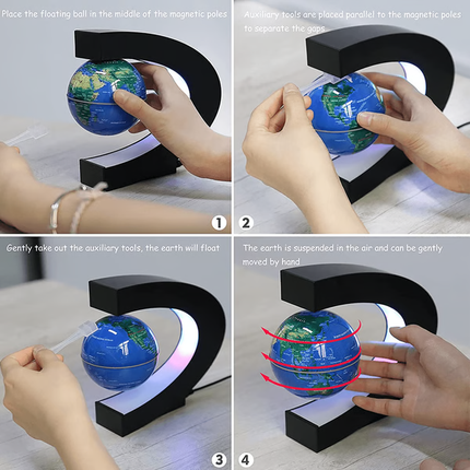 World Map Globe with Magnetic Levitation, Floating Globe with LED Light – image 4