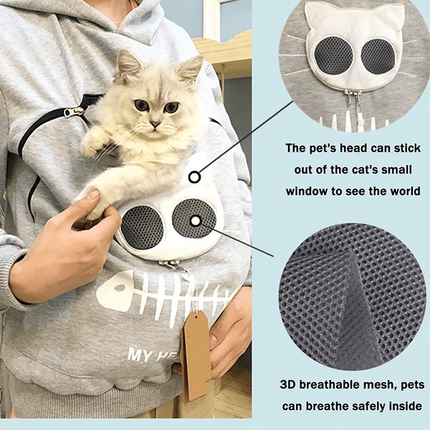 Cat Hoodie with Cuddle Pouch, Cat Pouch Hoodie Sweatshirt – image 6