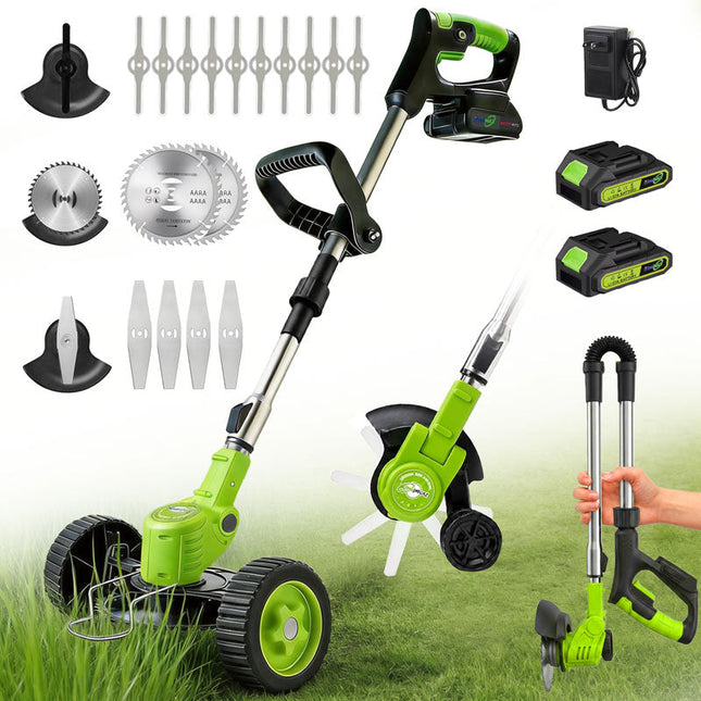 Edger and Grass Trimmer Cordless, 21V Grass Cutter with Blade Kit and Support Wheels, Height Adjustable Garden Edger