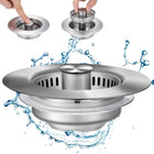 Kitchen Sink Strainer, 3 in 1 Pop Up Sink Stopper, Stainless Steel Kitchen Sink Drain Strainer for 3-1/2 Inch Drain
