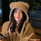 Womens Winter Hat in Khaki with Bear Ears