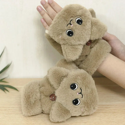 Cute Winter Mittens for Girls and Teens, Fingerless Gloves with Flip Mitten Cover – image 6