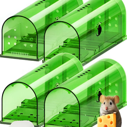 Humane Mouse Traps, 4 Pack Live Mouse Trap with No Touch Release, No Kill Rodent Trap for Home and Garden