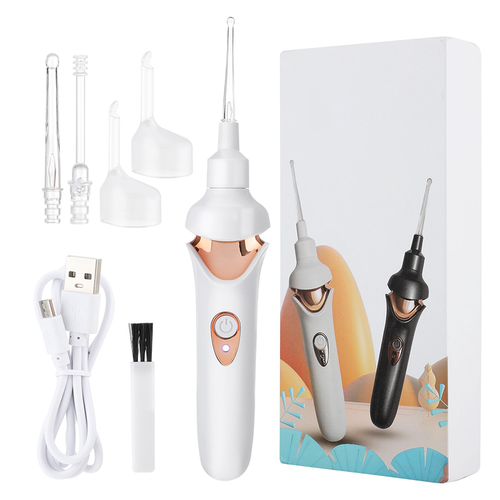 Ear Vacuum Cleaner Electric with LED Light, Ear Cleaning Kit with Silicone Spoon Tip and 5 Replacement Eartips