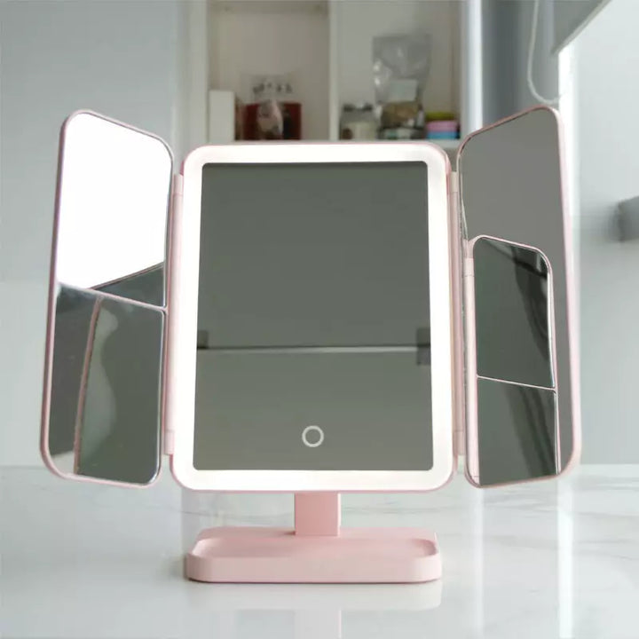 TUZWA Lighted Makeup Mirror with 2X/3X Magnification, Rechargeable LED Vanity Mirror for Makeup, Skincare & Grooming