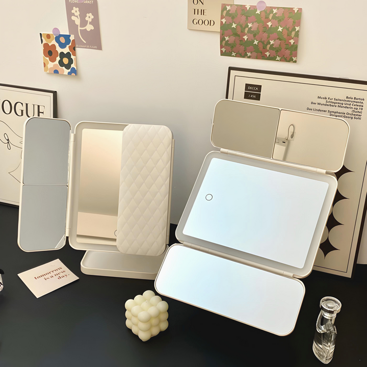 TUZWA Lighted Makeup Mirror with 2X/3X Magnification, Rechargeable LED Vanity Mirror for Makeup, Skincare & Grooming