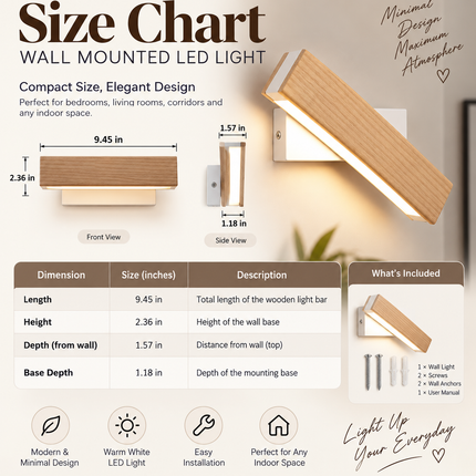 Wall Sconce Light, Rotating Indoor Wall Light Fixture with Knob Switch for Hallway Lighting