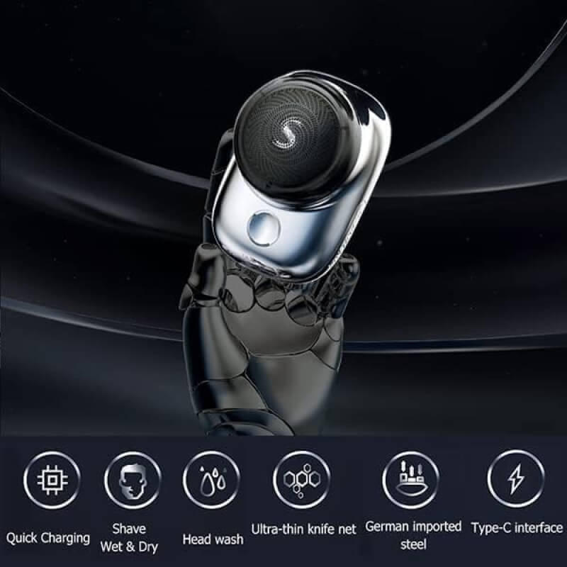 Tuzwa Electric Shaver for Men – 6 Stainless Steel Blades, 7200 RPM Motor, Wet & Dry Use, USB Rechargeable & Aluminum Body