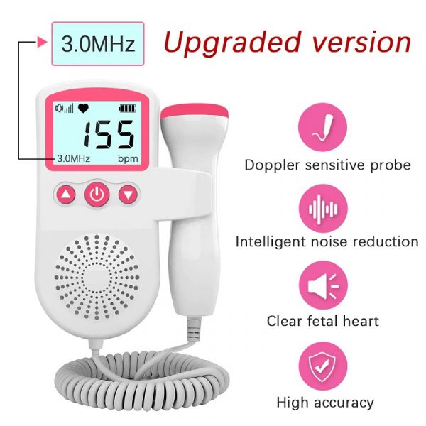 Tuzwa Fetal Doppler Heartbeat Monitor – 3MHz Probe, LCD Display, 50–240 BPM, Speaker & 3 Monitoring Modes