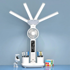 Small Table Lamp with Clock and Phone Holder, LED Desk Lamp with Touch Dimming, Bedside Lamp for Bedroom and Office