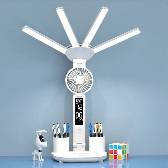 Small Table Lamp with Clock and Phone Holder, LED Desk Lamp with Touch Dimming, Bedside Lamp for Bedroom and Office