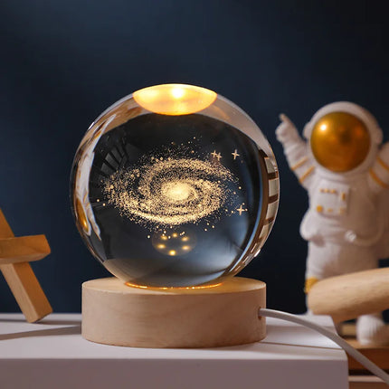 Crystal Ball Galaxy Projector, Galaxy Light Projector with Music and Beech Wood Base – image 7