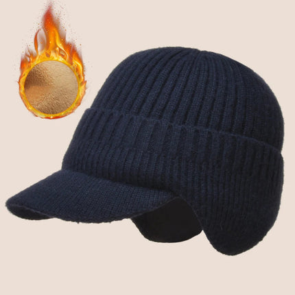 Mens Winter Hats with Plush Lining, Knit Hat with Brim and Ear Cover – image 8