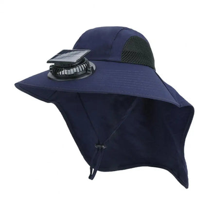 Wide Brim Hat with Fan, Battery Powered Cooling Cap with Neck Shawl – image 11