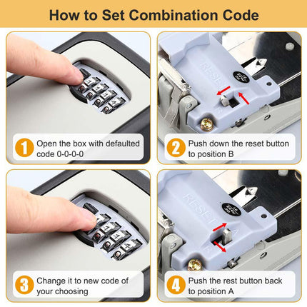Key Lock Box Wall Mounted, 4 Digit Code Key Box for 5 Keys – image 5