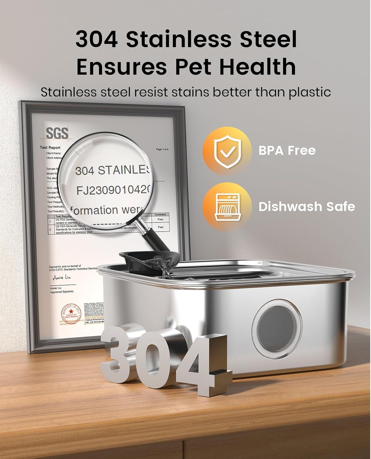Tuzwa 10L Dog Water Fountain – 2.6 Gallon 304 Stainless Steel Automatic Pet Fountain with 5-Layer Filter, Quiet Pump & Low-Water Shutoff