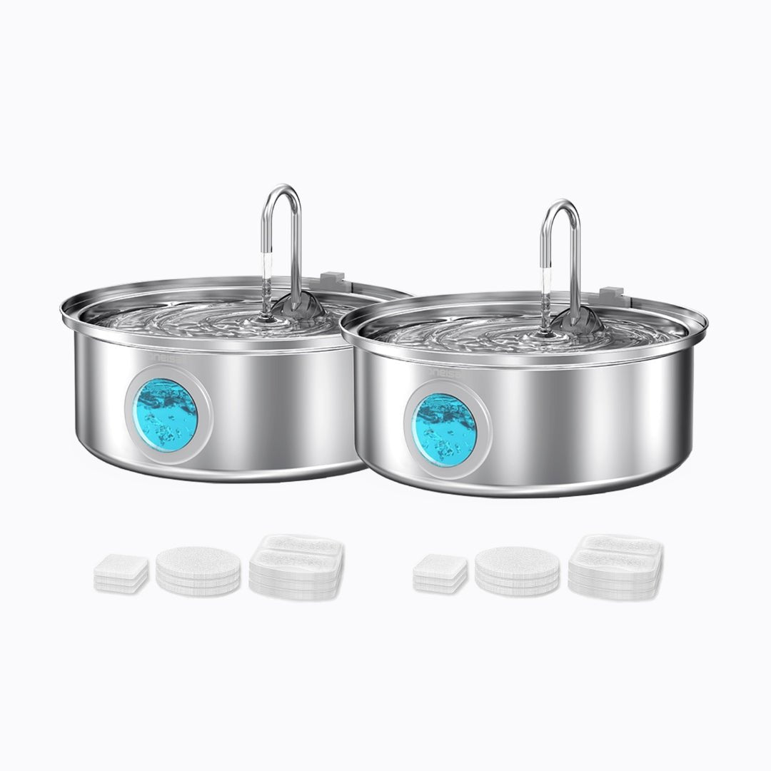 Tuzwa 7L Automatic Pet Water Fountain – 304 Stainless Steel Cat & Dog Water Dispenser with 5-Layer Filter, Water Level Window & Quiet Operation