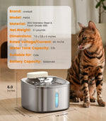 Tuzwa 7L Automatic Pet Water Fountain – 304 Stainless Steel Cat & Dog Water Dispenser with 5-Layer Filter, Water Level Window & Quiet Operation