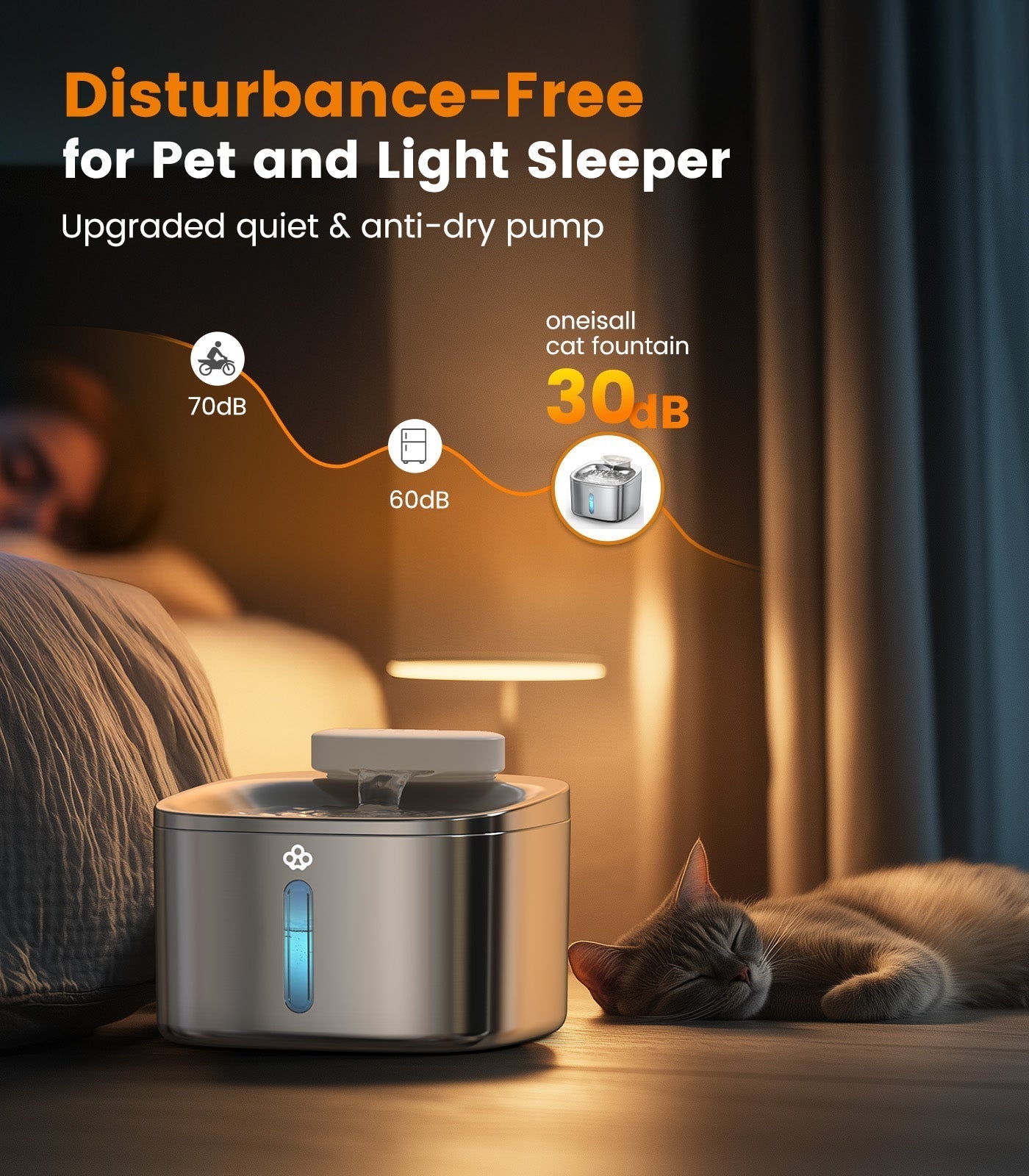 Tuzwa 7L Automatic Pet Water Fountain – 304 Stainless Steel Cat & Dog Water Dispenser with 5-Layer Filter, Water Level Window & Quiet Operation