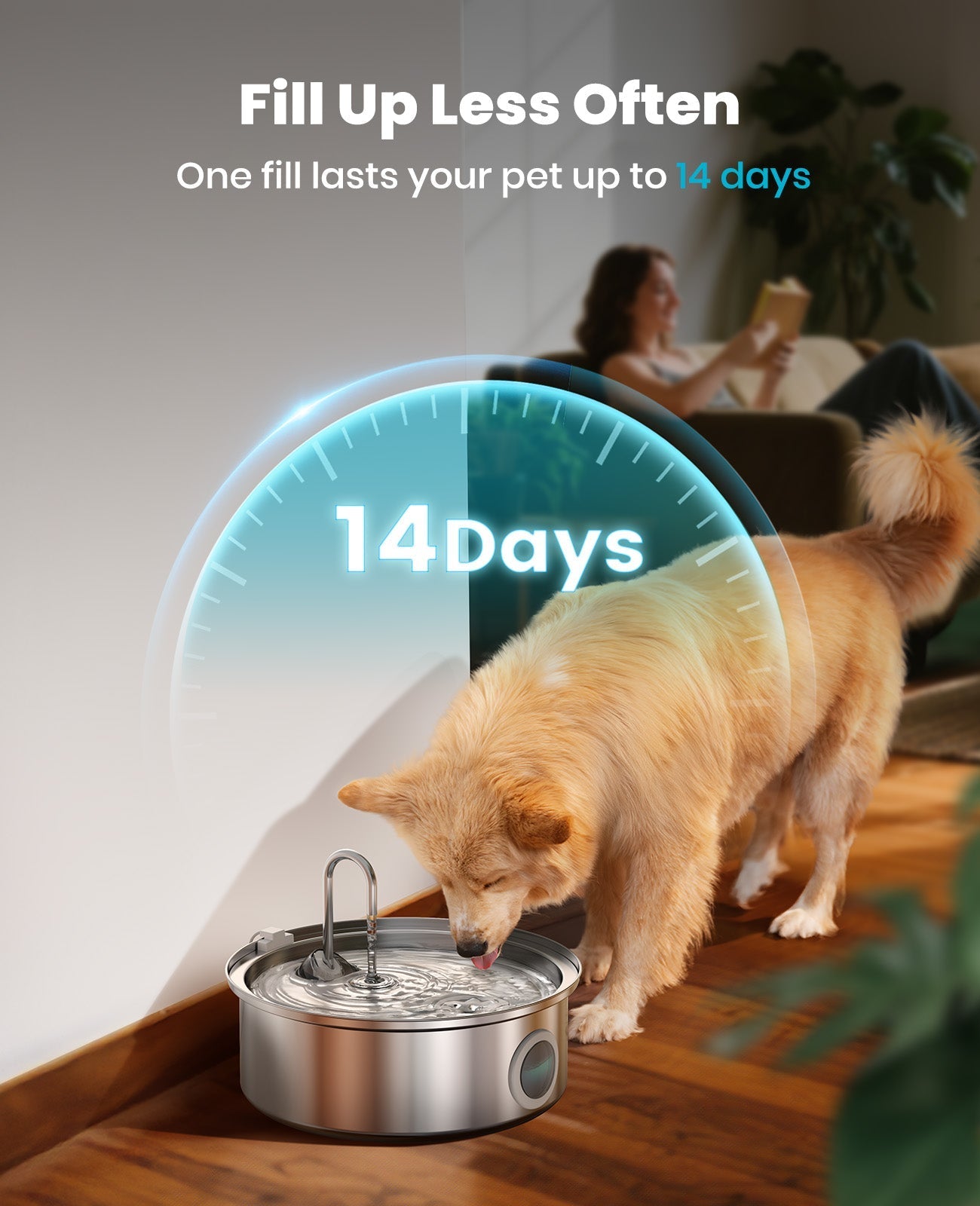 Tuzwa 7L Automatic Pet Water Fountain – 304 Stainless Steel Cat & Dog Water Dispenser with 5-Layer Filter, Water Level Window & Quiet Operation
