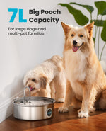 Tuzwa 7L Automatic Pet Water Fountain – 304 Stainless Steel Cat & Dog Water Dispenser with 5-Layer Filter, Water Level Window & Quiet Operation