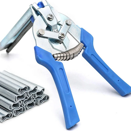 Hog Ring Pliers and Rings Kit with 600 M Type Nails, Chicken Coops and Cages