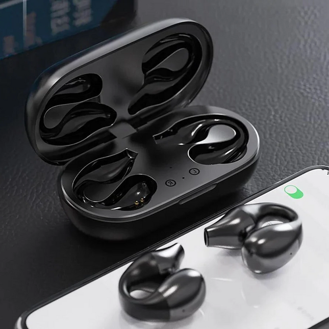 Bone Conduction Headphones with LED Display, Open Ear Headphones with Clip Design