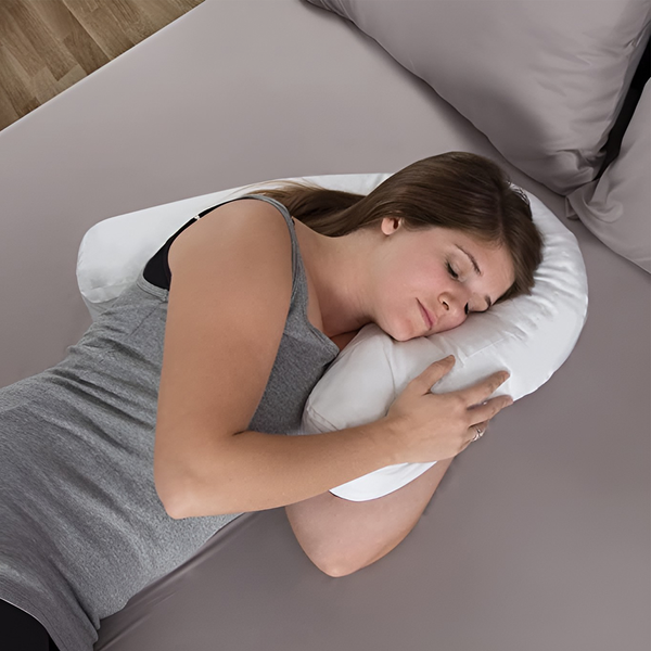 Orthopedic Side Sleeper Pillow with Ear Hole, Pillow for Back Pain, Back Support Pillow with Machine Washable Cover