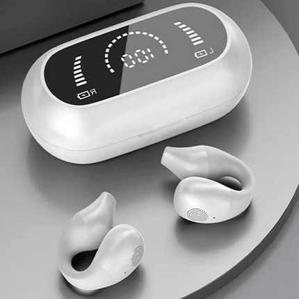 Wireless Earbuds with Charging Case, Clip On Wireless Headphones with LED Display