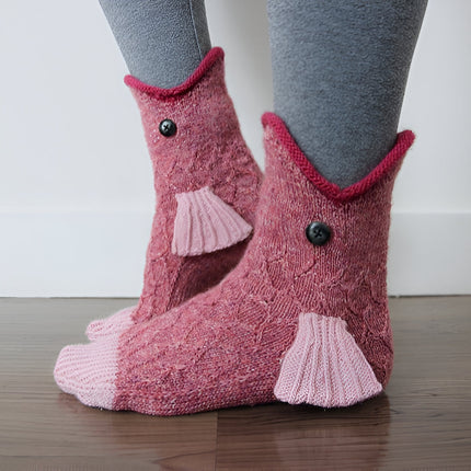 Cotton Socks with 3D Knitted Crocodile Design