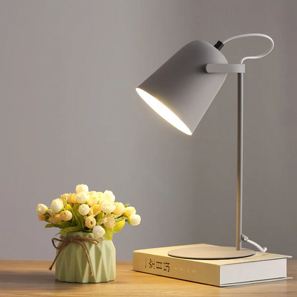 Modern Table Lamp for Bedroom, Nordic Bedside Lamp with Iron Bucket Shade – image 6