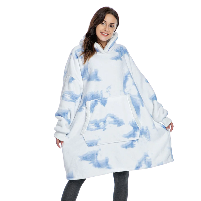 Oversized Hoodie Blanket, Wearable Blanket Hoodie with Sherpa and Flannel