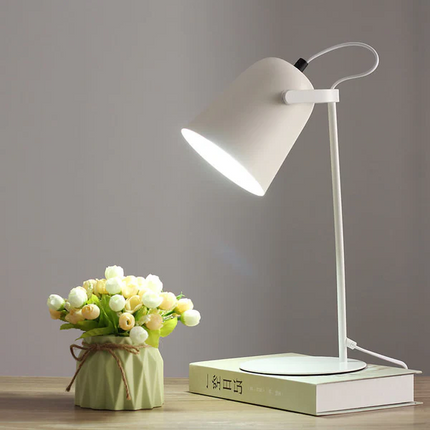 Modern Table Lamp for Bedroom, Nordic Bedside Lamp with Iron Bucket Shade – image 4