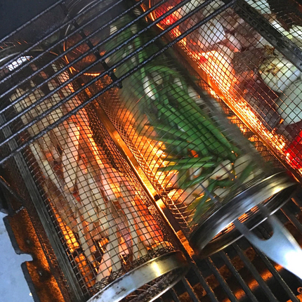 Rolling Stainless Steel Rotisserie Basket with 360 Rotation and Grill Wok – image 7