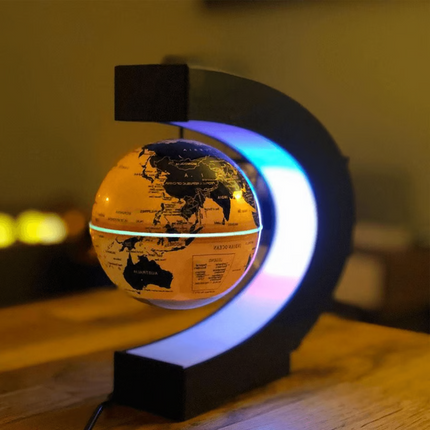 World Map Globe with Magnetic Levitation, Floating Globe with LED Light