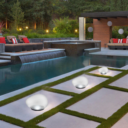 Landscape Light, Solar Pebble Lights with Sandblasted Glass Shade