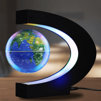 World Map Globe with Magnetic Levitation, Floating Globe with LED Light, Spinning Globe for Unique Home Decor