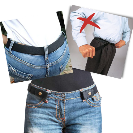 Stretch Belt for Adults and Children, Buckle Free Elastic Belt with Metal Snaps