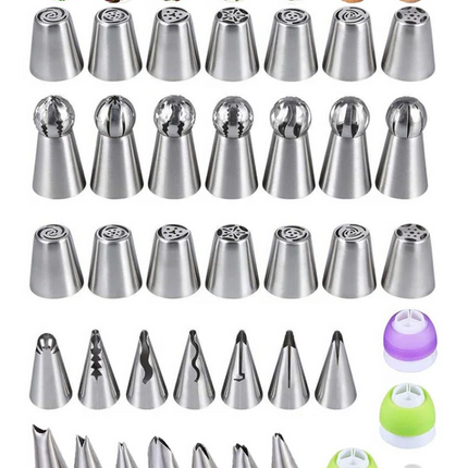 Stainless Steel Piping Tips with Coupler, close view