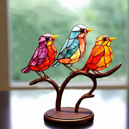 Bird Ornaments for Desk, Colorful Birds on Branch Desktop Ornament in Acrylic – image 6