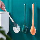 Toilet Brush and Holder Set, Silicone Toilet Brush with Wall Mounted Holder, Flat Head Toilet Bowl Brush