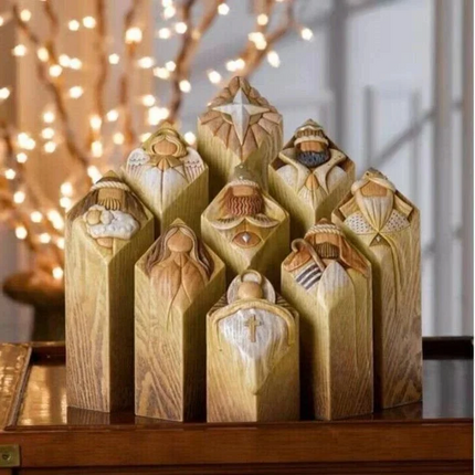 Nativity Set 9 Piece, Resin Nativity Statues, Nativity Scene Figurines, Christmas Table Decor and Christmas Mantel Decor